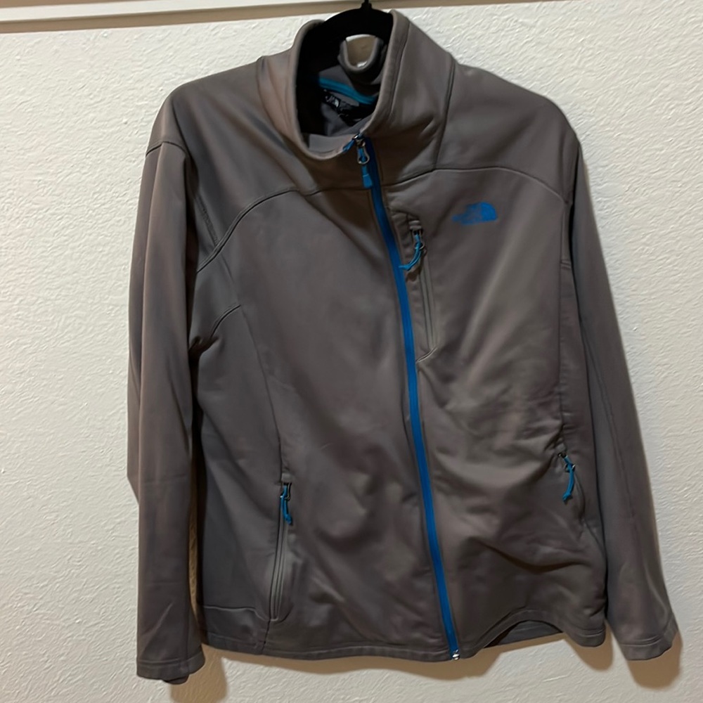 The North Face Mens Gray Blue Chimborazo Zip Fleece Jacket Size L/G